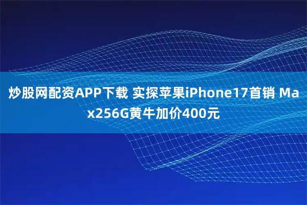 炒股网配资APP下载 实探苹果iPhone17首销 Max256G黄牛加价400元