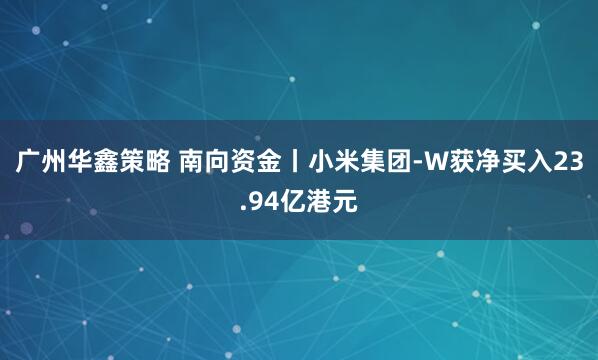 广州华鑫策略 南向资金丨小米集团-W获净买入23.94亿港元