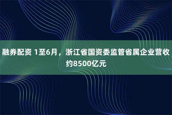 融券配资 1至6月，浙江省国资委监管省属企业营收约8500亿元